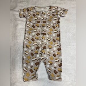 Sweet Bamboo “Shortie” Adorable S’mores Print Sleeper. 6-12 Months